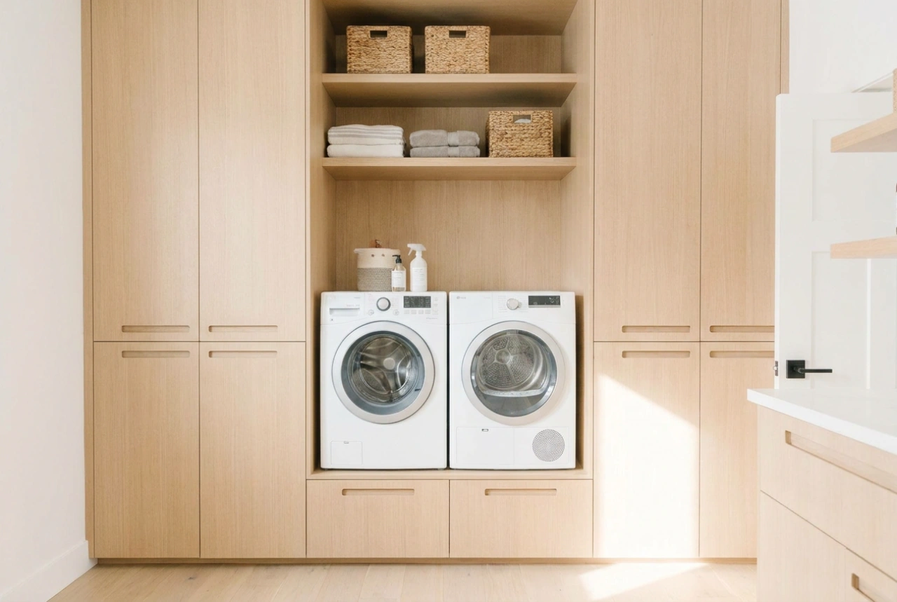 Meuble pour lave-linge et sèche-linge : concevoir un encastrement avec accès aux filtres et aux vidanges