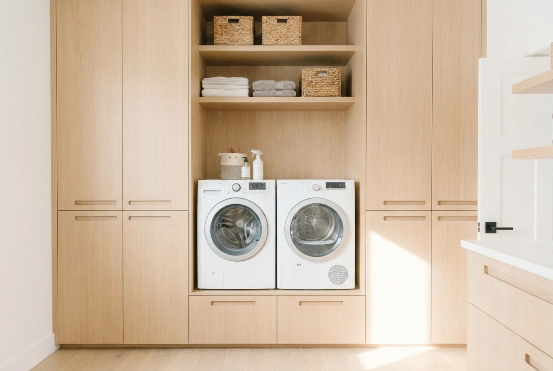 Meuble pour lave-linge et sèche-linge : concevoir un encastrement avec accès aux filtres et aux vidanges