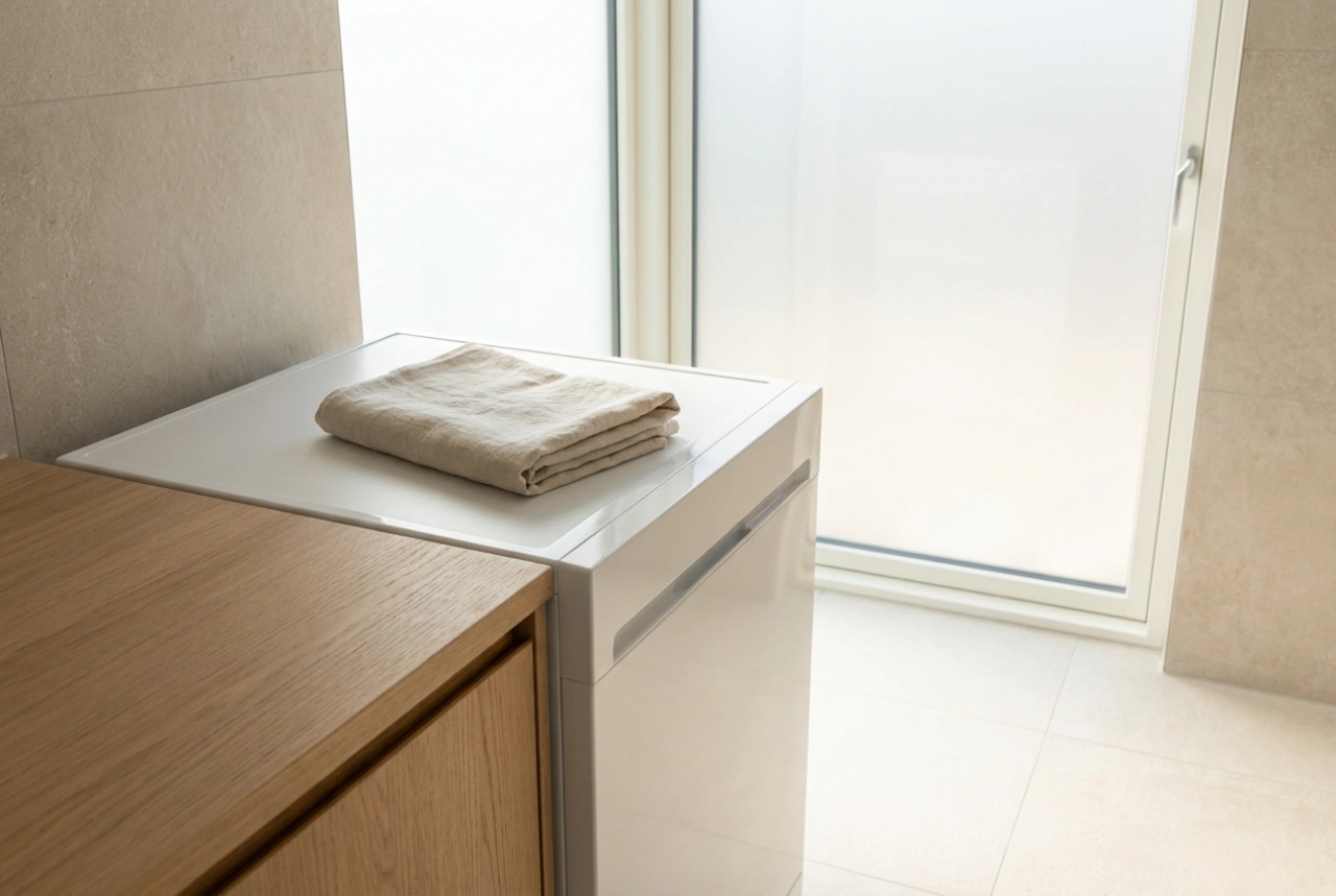 Lave-linge séchant compact avec pompe à chaleur pour petite salle de bains