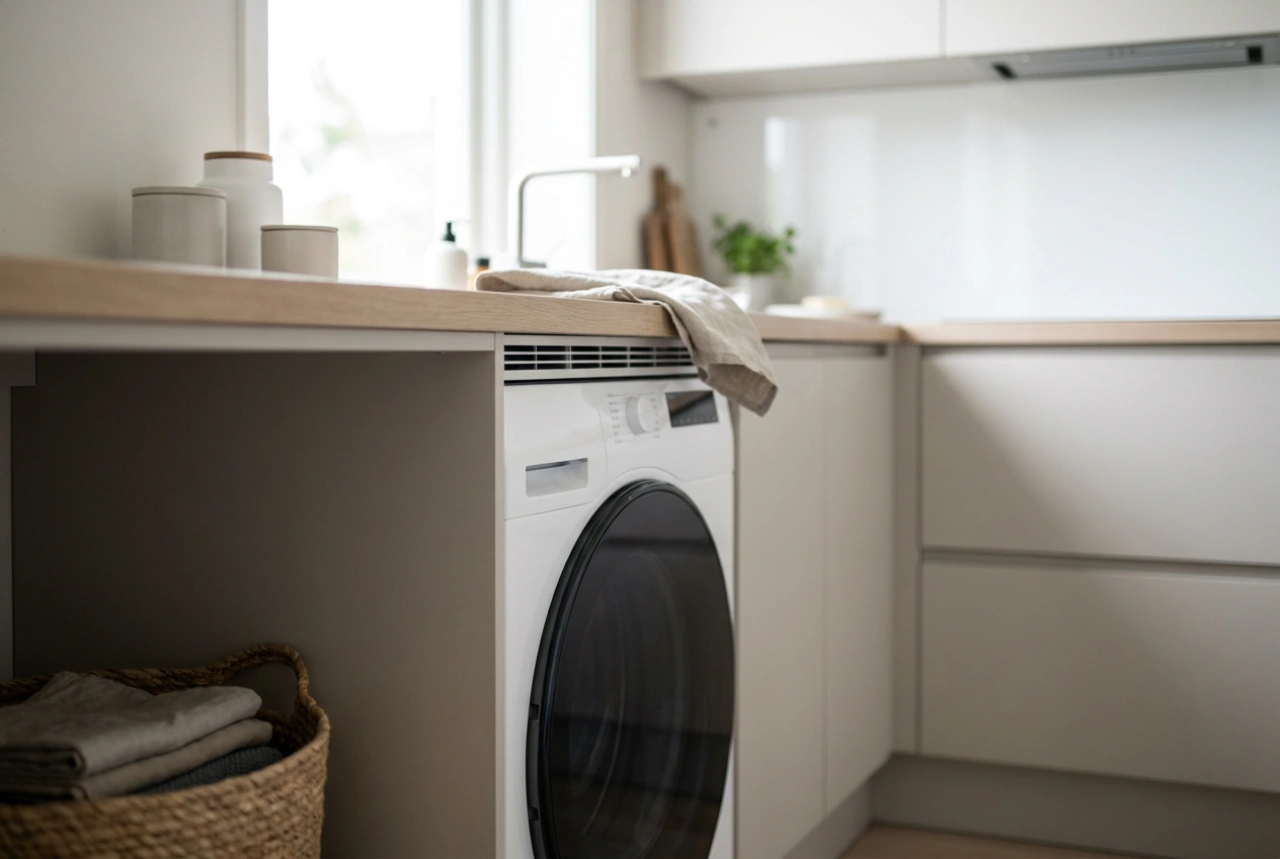 Lave-linge sous le plan de travail en cuisine : confort et ventilation