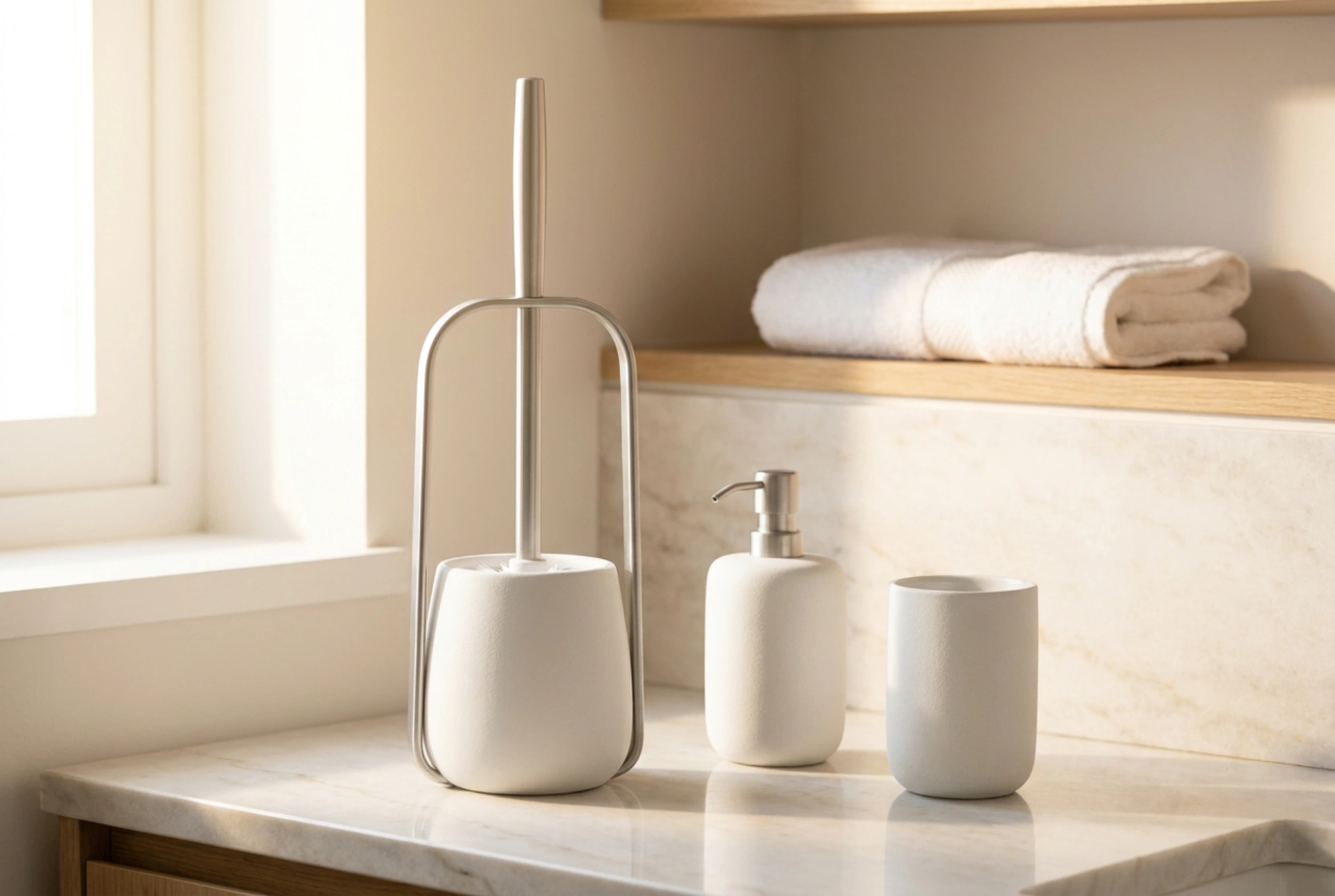 Comment entretenir un support de papier toilette et une brosse WC blancs