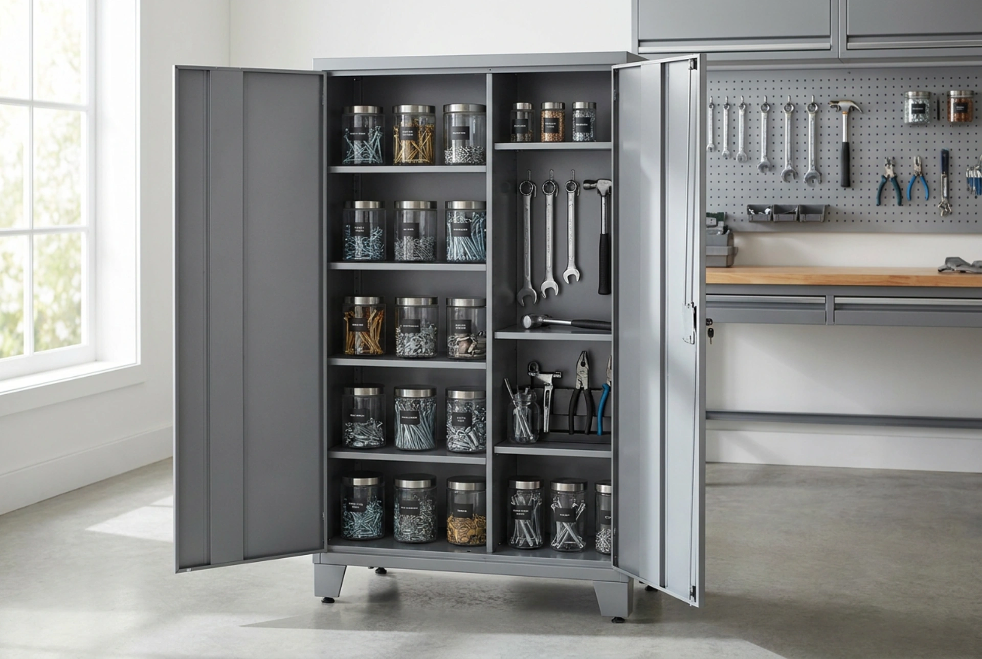 Armoire métallique de garage : stockage sécurisé des outils et des produits chimiques