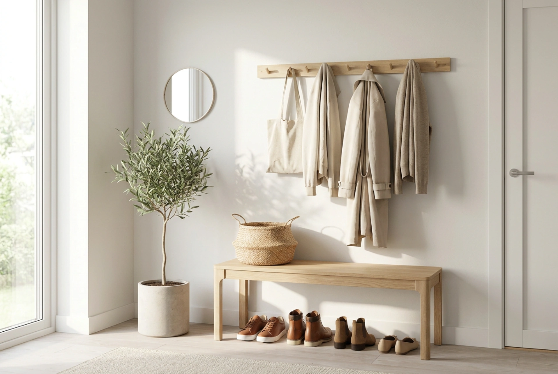 Comment aménager un porte-manteau et un meuble à chaussures dans une petite entrée