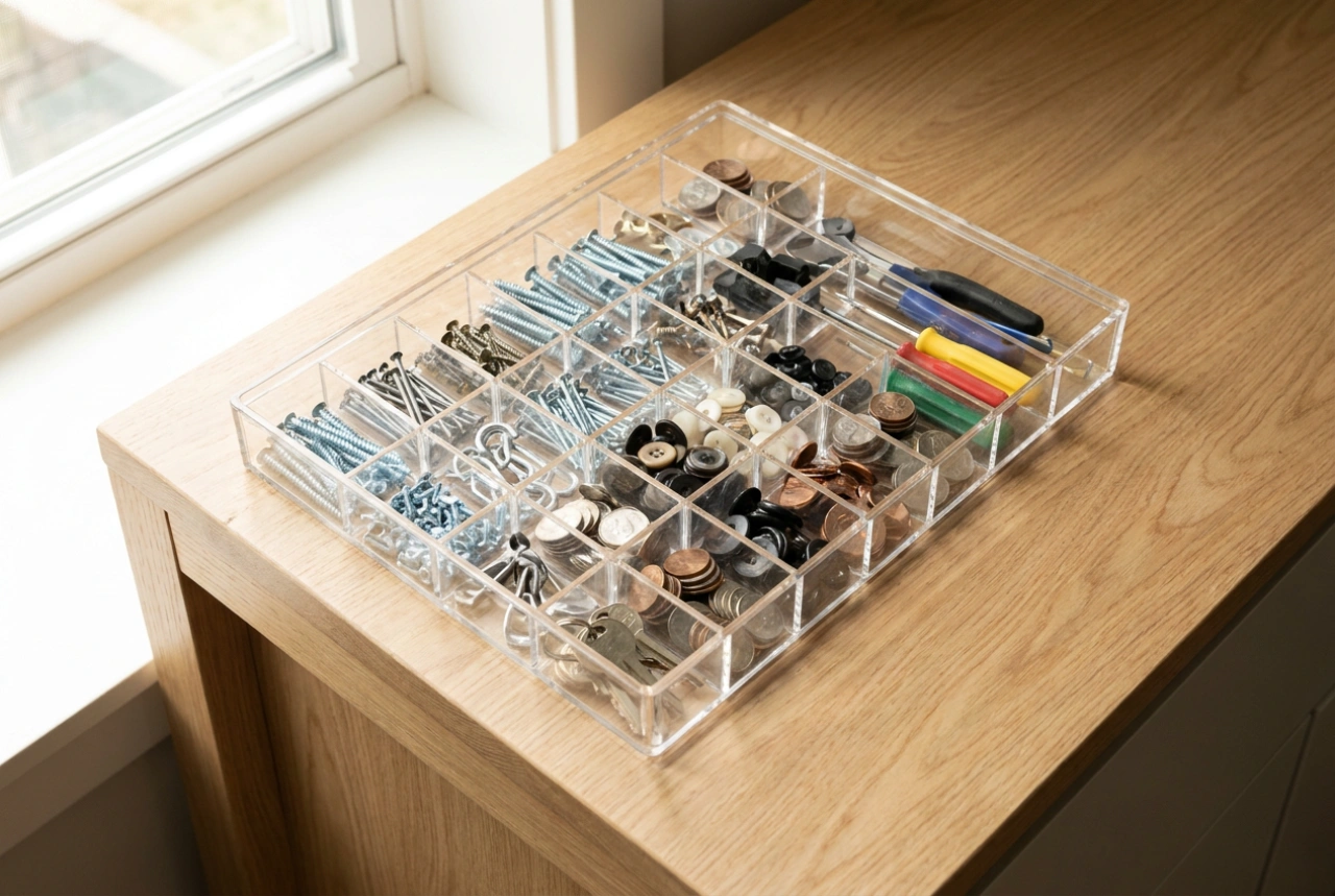 Comment organiser les petits objets dans une boîte en plastique à compartiments