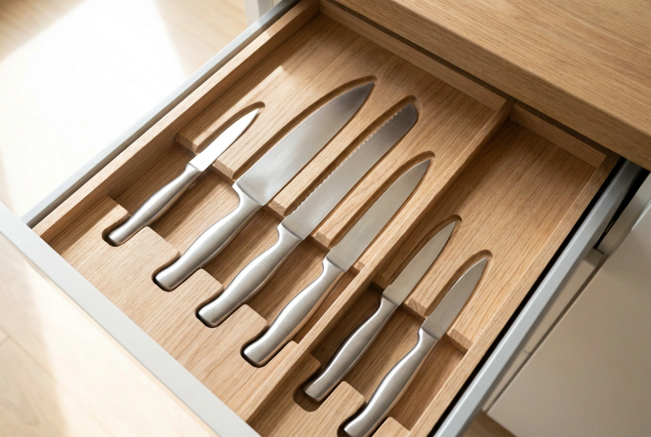 Rangement de couteaux pour tiroir : sécurité des lames et organisation optimale
