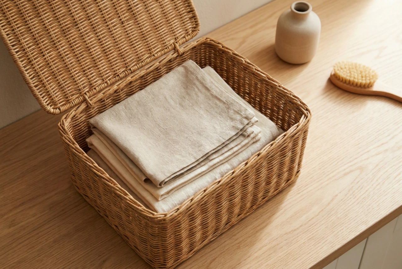 Le panier en osier avec couvercle : optimiser le rangement des objets du quotidien