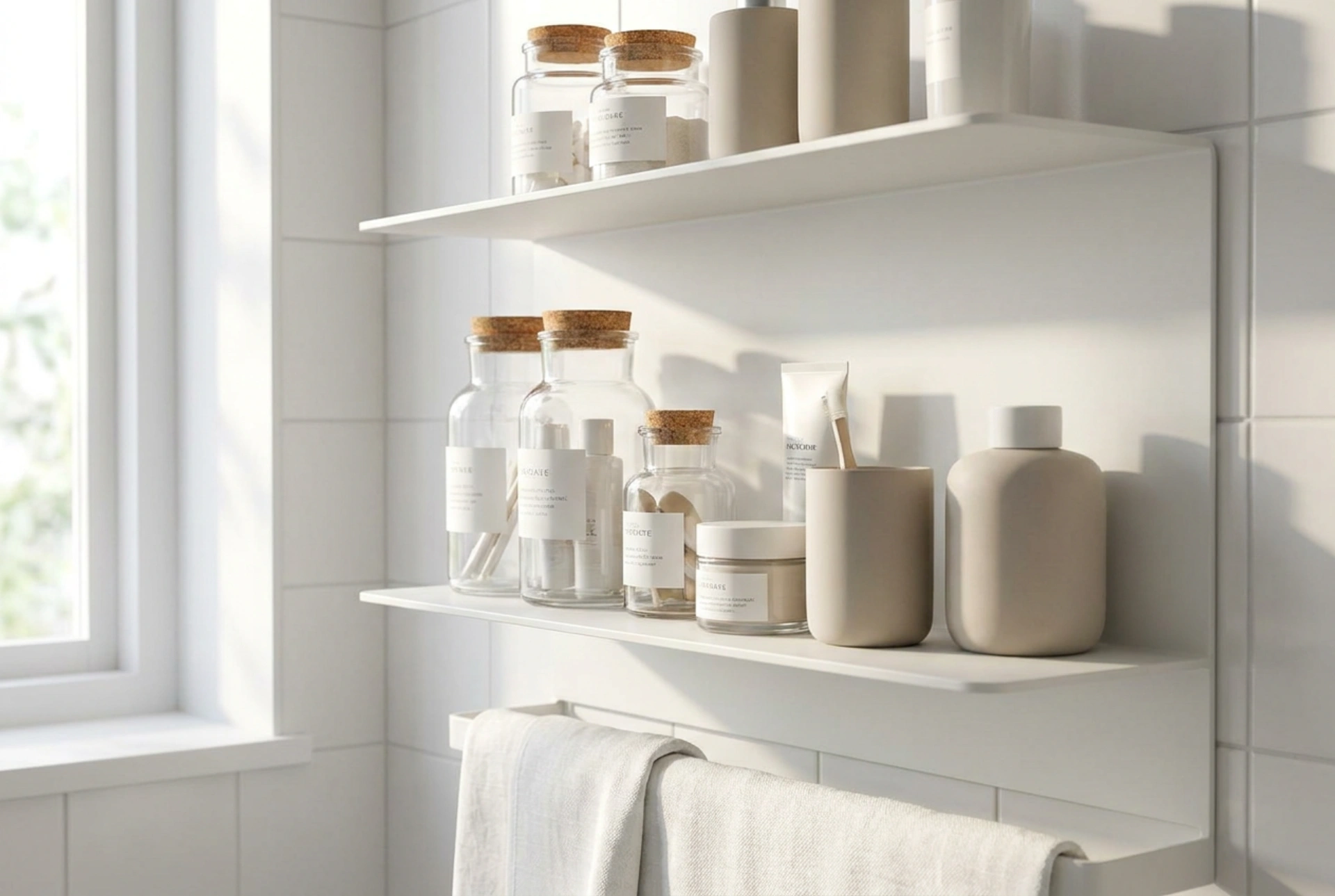 Étagère murale de salle de bain et organisation des cosmétiques