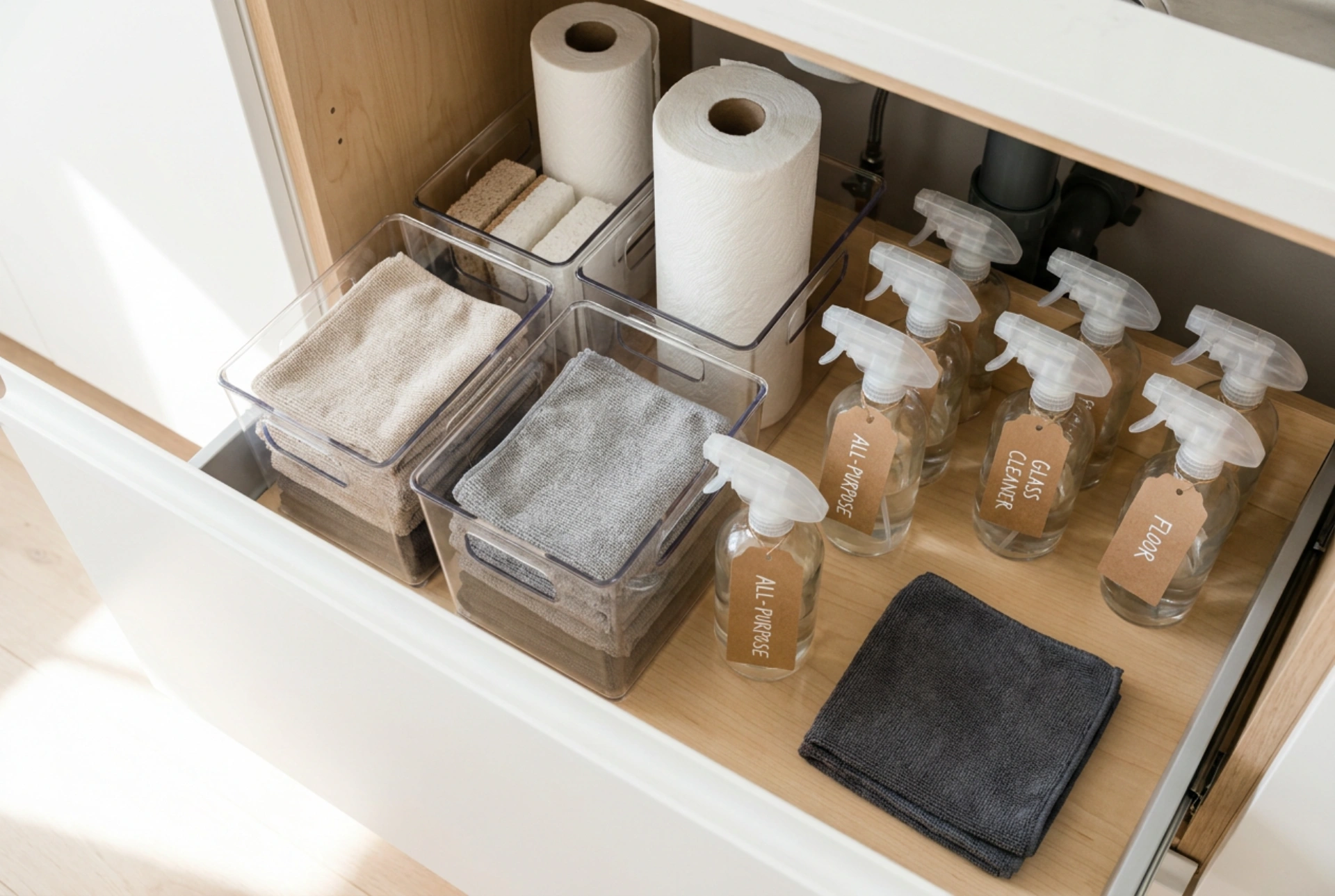 Comment organiser le meuble sous l'évier avec des organisateurs
