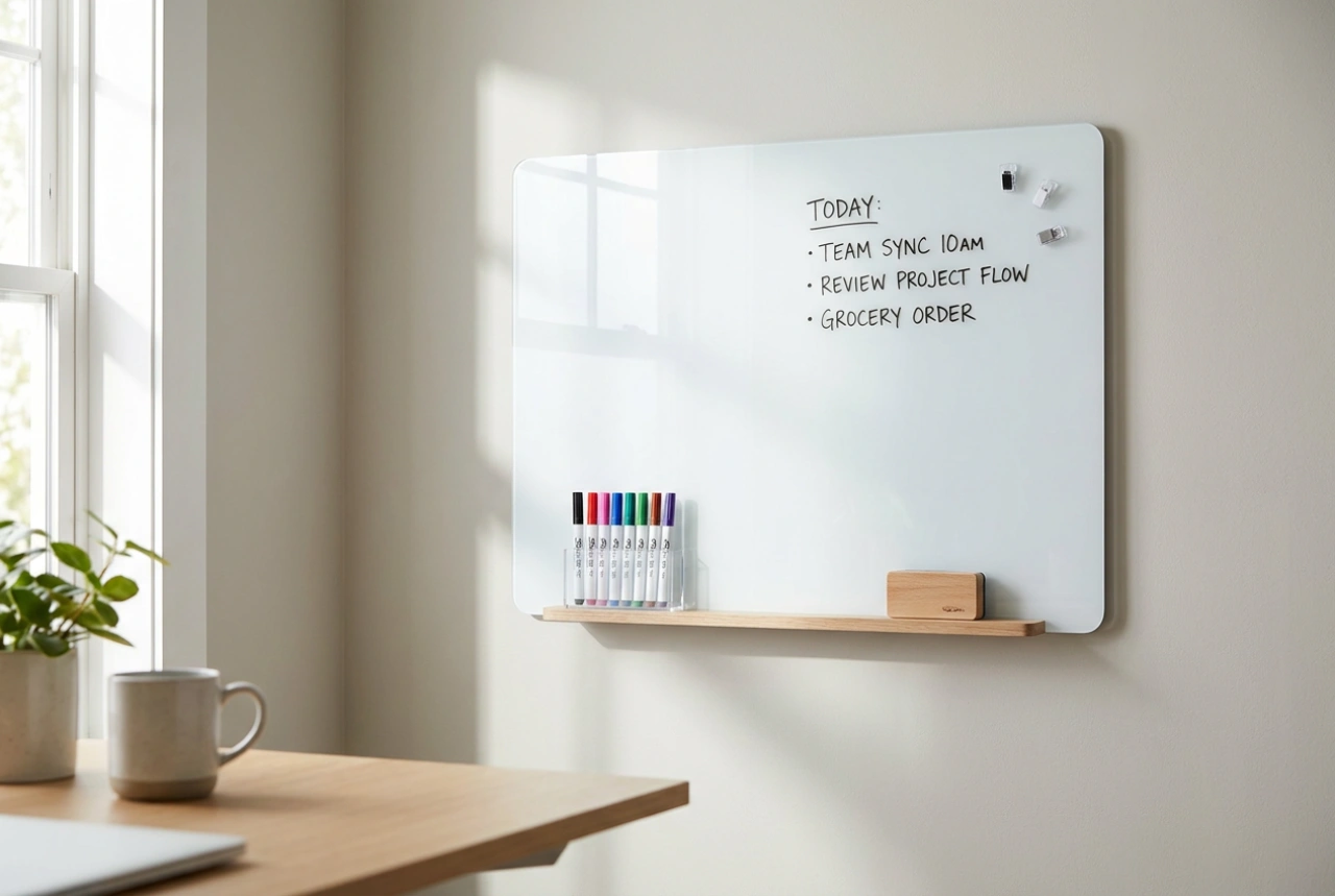Le tableau blanc effaçable à sec dans le planning d'apprentissage quotidien des enfants