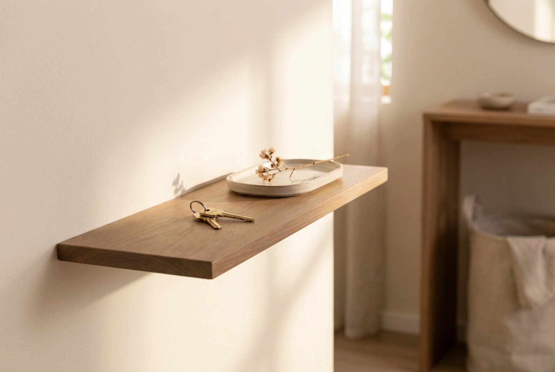 L'étagère à clés dans l'entrée et le rituel simple du rangement