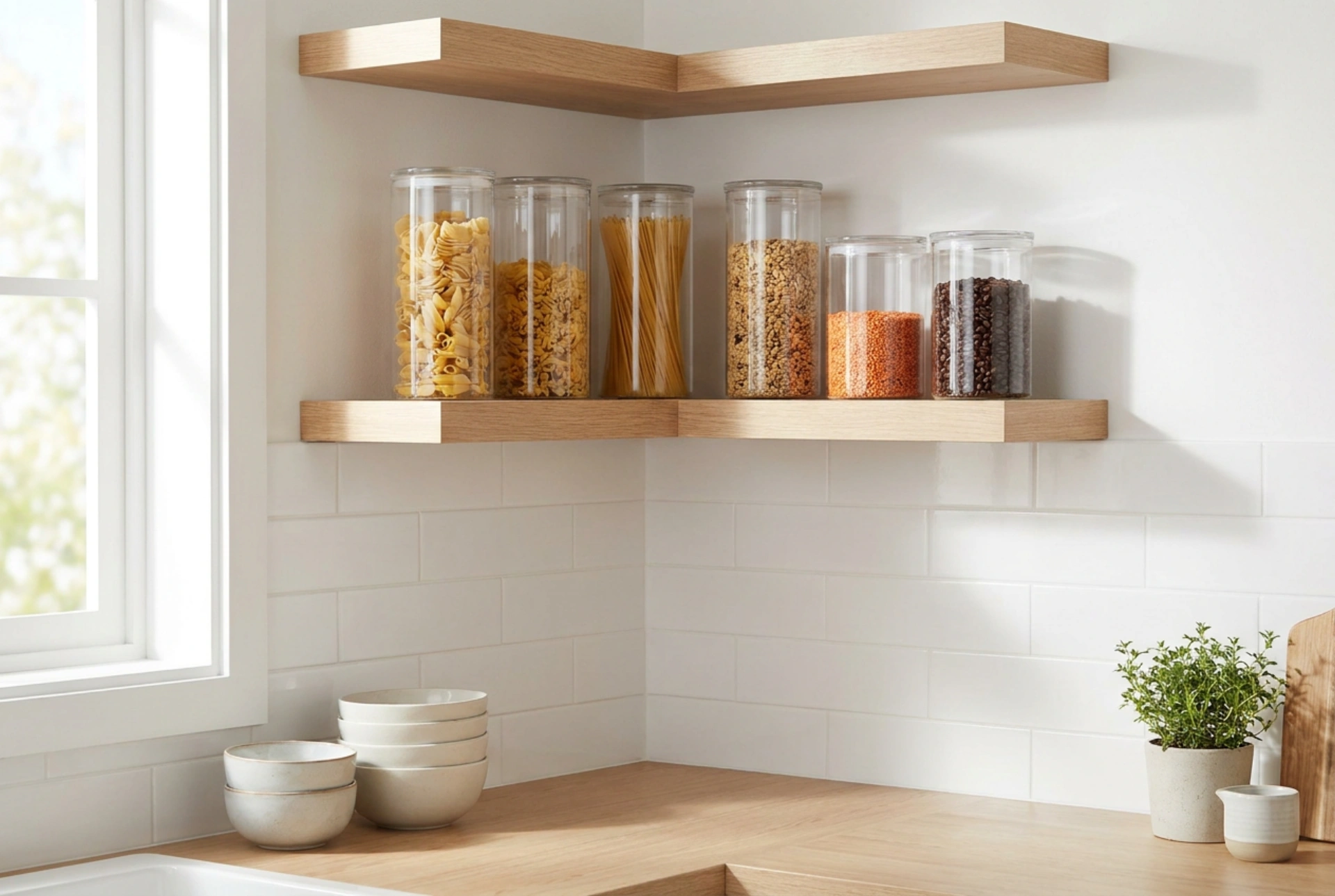 Comment optimiser une étagère d'angle suspendue pour le stockage des provisions en cuisine