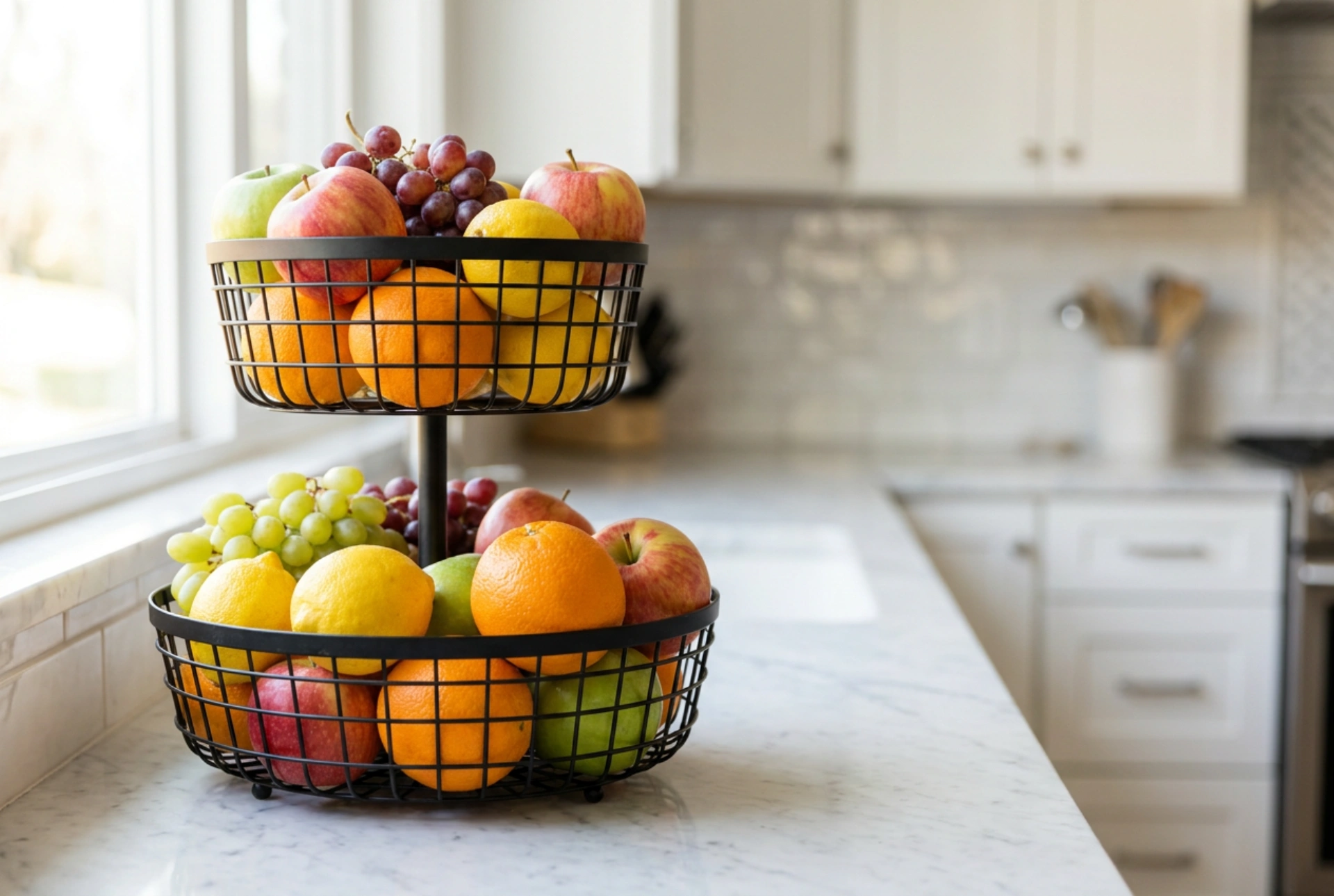 Organisation et conservation des fruits dans une corbeille à étages
