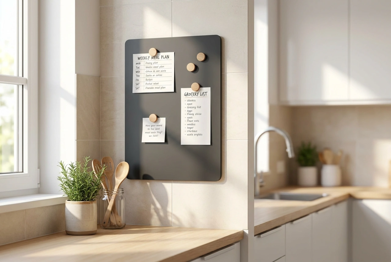 Tableau magnétique de cuisine : organiser les menus et listes de courses