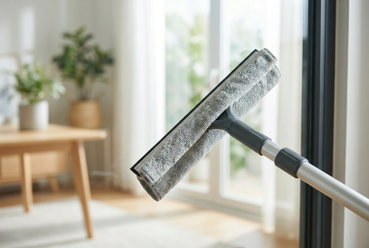 Comment utiliser de manière stable une perche télescopique pour le nettoyage des vitres en hauteur