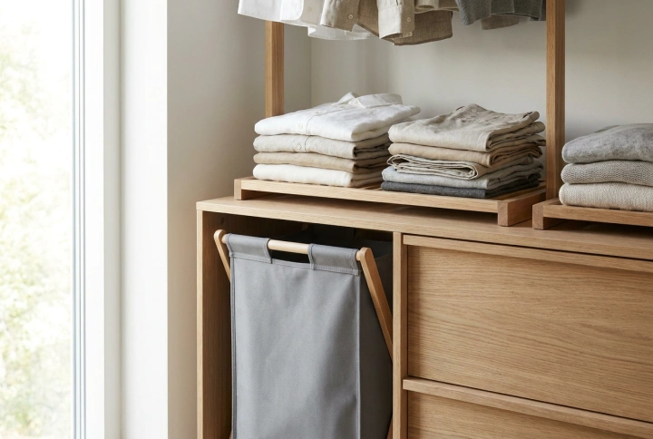 Intégrer le panier à linge dans l'armoire : techniques d'organisation et de séparation des vêtements