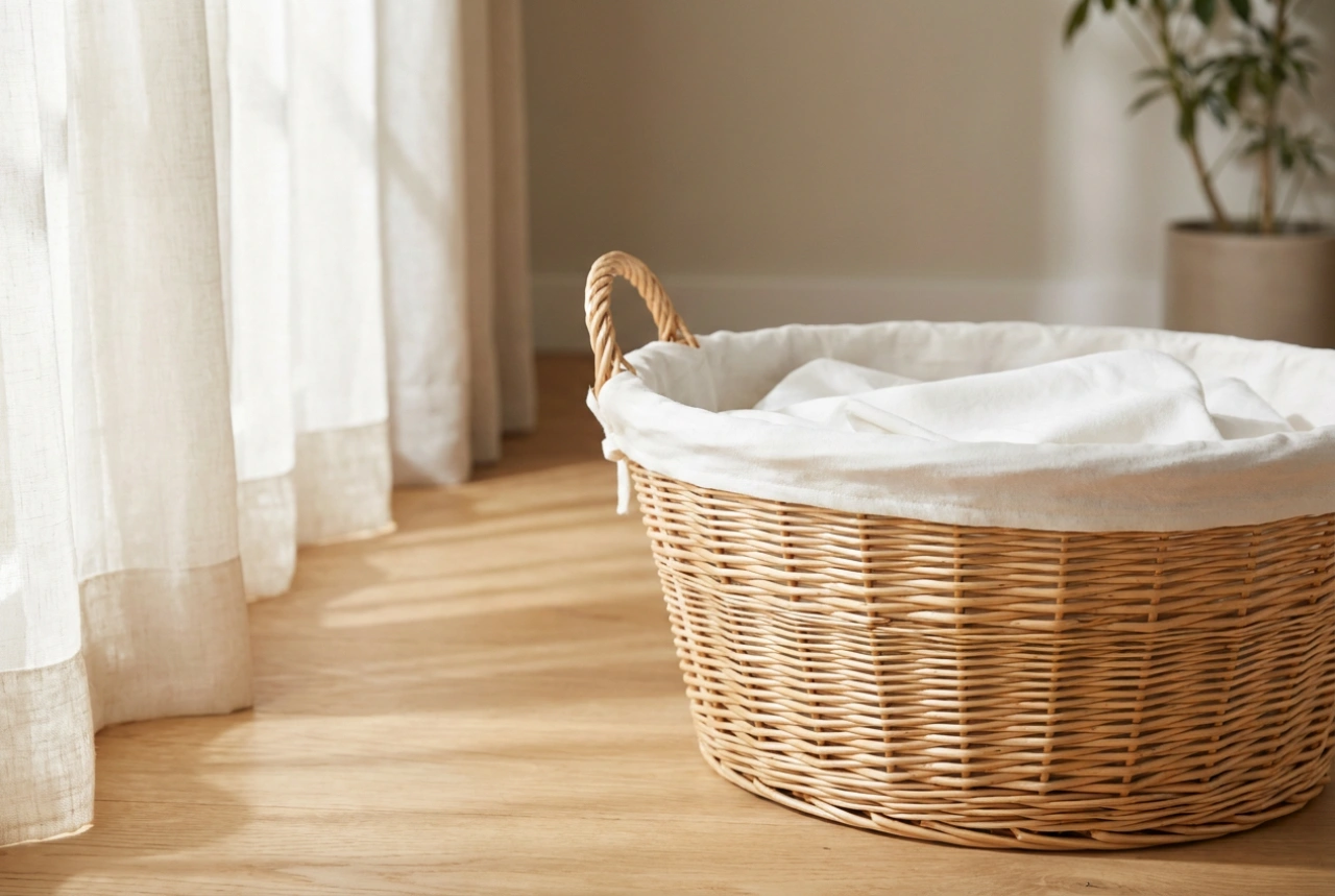 Le panier à linge en osier : optimiser l'hygiène et la circulation de l'air avant le lavage