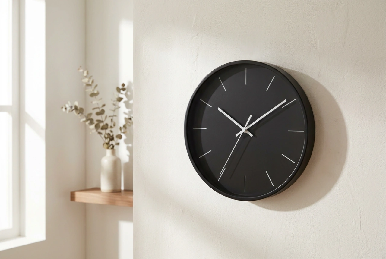 Comment équilibrer une grande horloge murale noire dans votre décoration