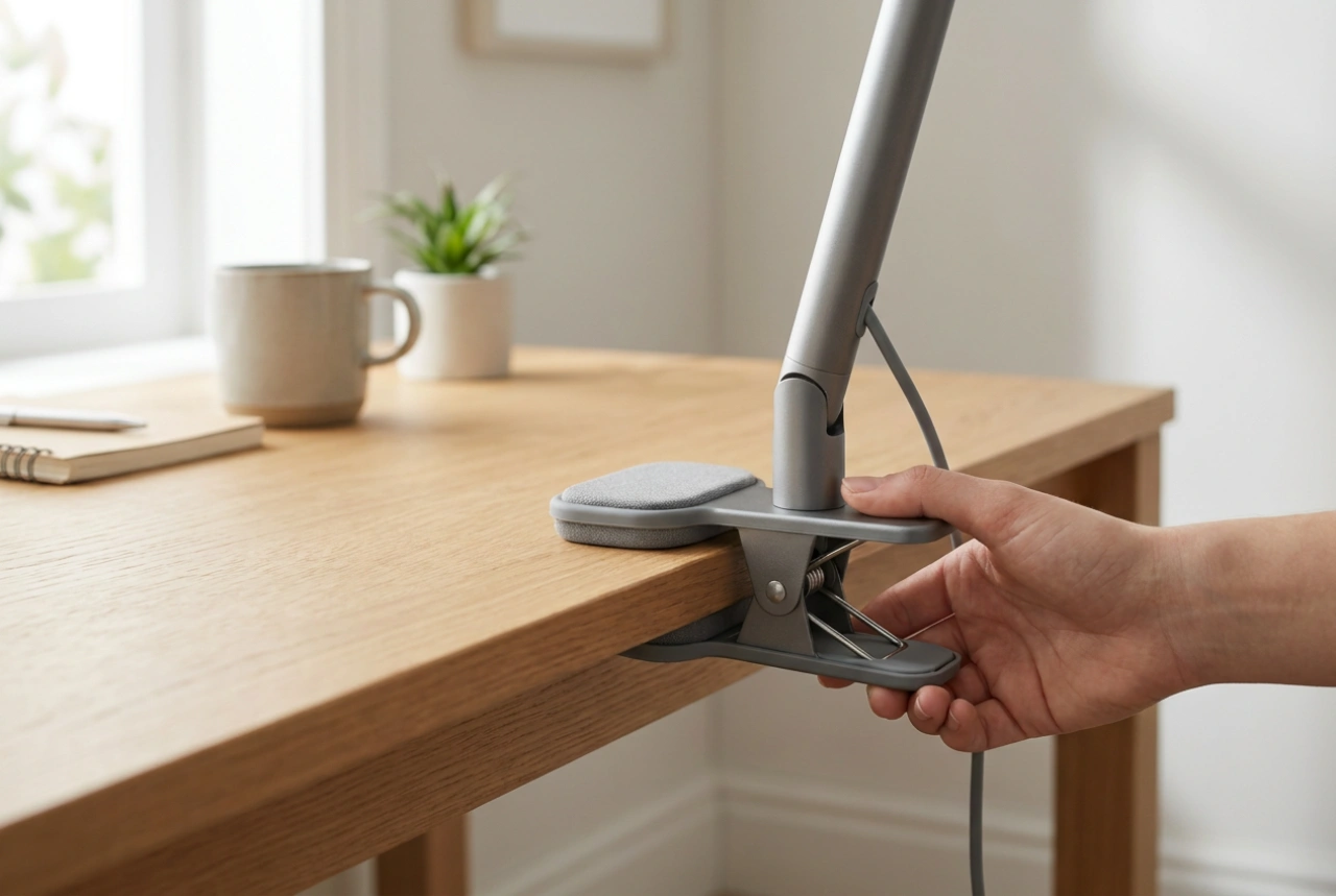 Comment fixer solidement une lampe de bureau à pince pour éviter qu'elle ne glisse