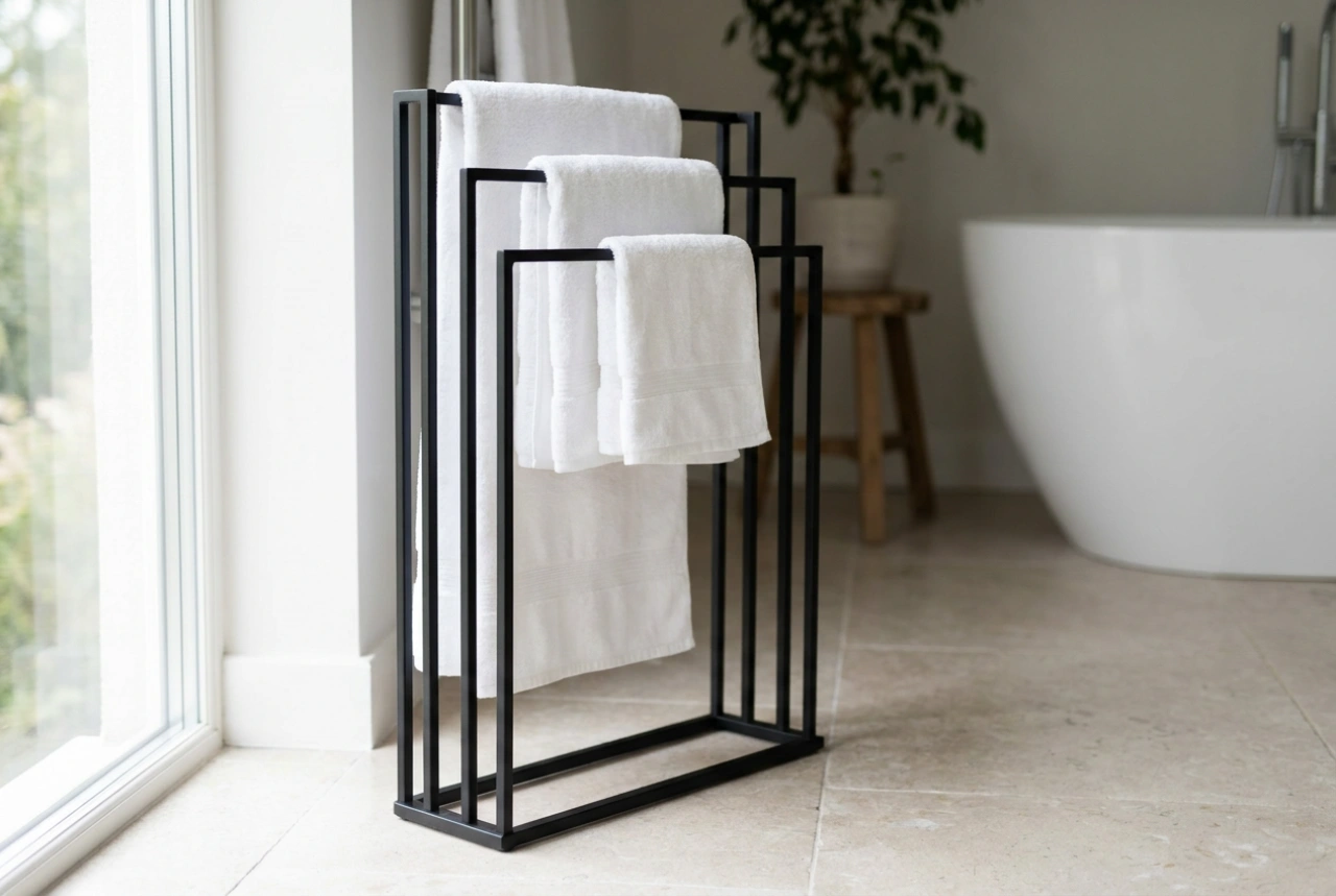 Porte-serviettes sur pied : organiser sa salle de bain sans percer