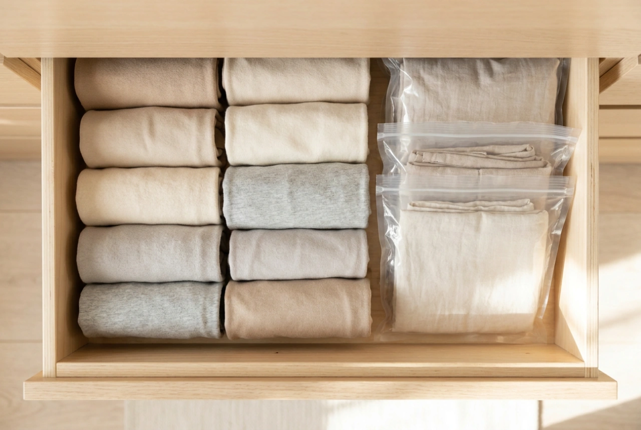 Comment plier les vêtements pour optimiser l'espace dans les housses de rangement