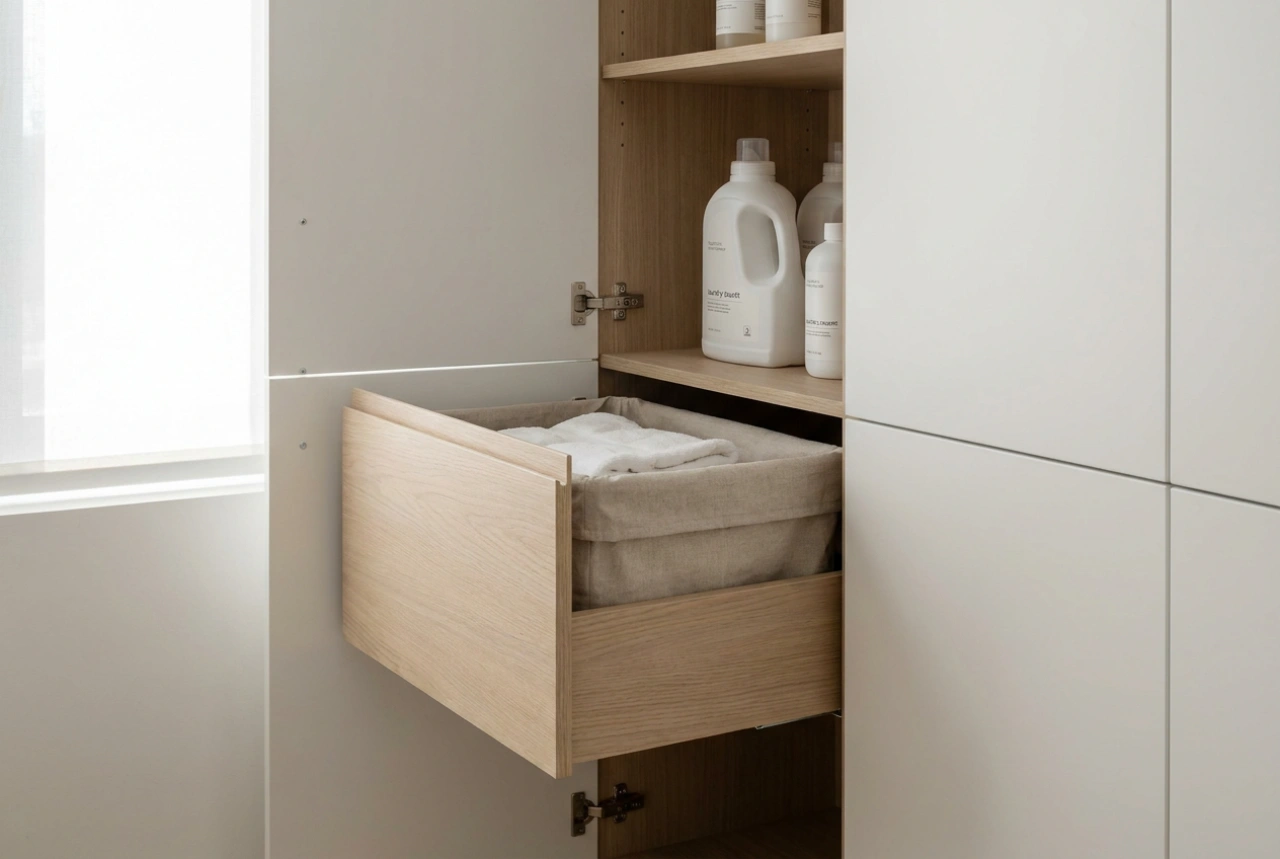 Le panier à linge encastrable pour dissimuler et préserver le linge avant lavage