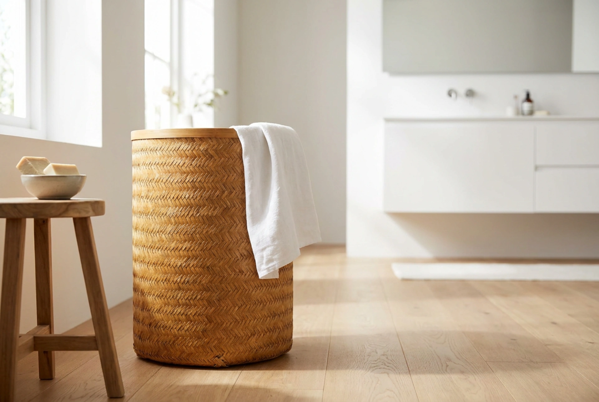 Comment entretenir un panier en bambou avec couvercle dans la salle de bain