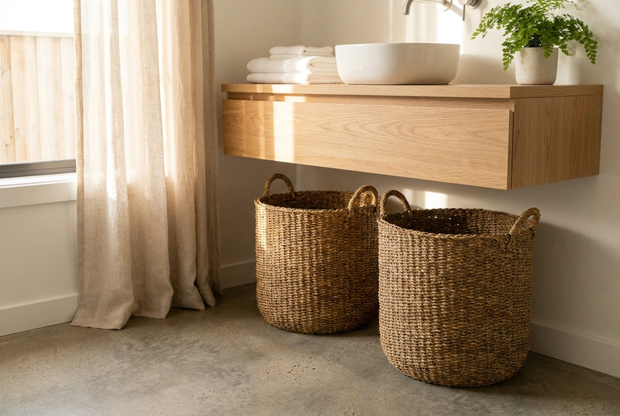Comment organiser les paniers à linge dans la salle de bain sans encombrement