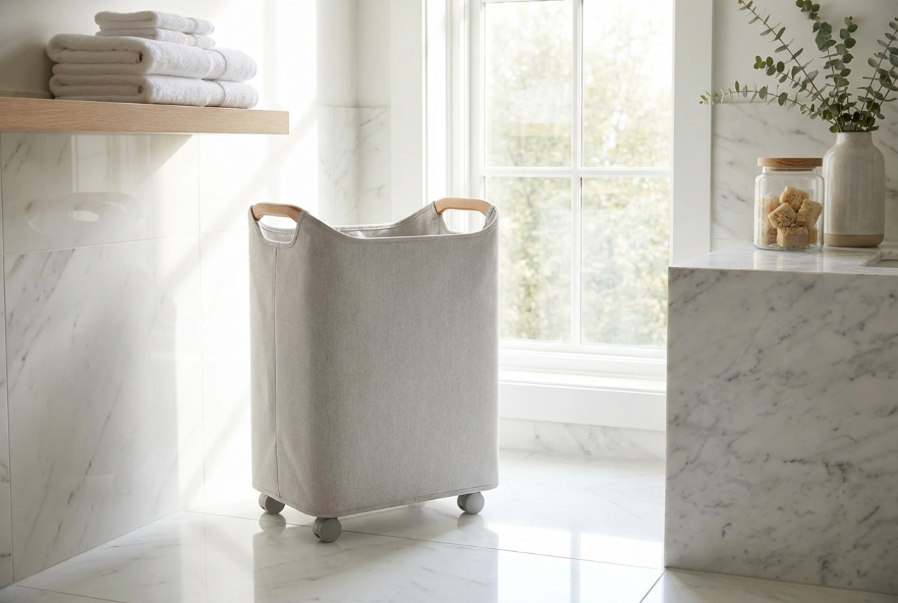 Le panier à linge sur roulettes pour une organisation fluide de la salle de bains