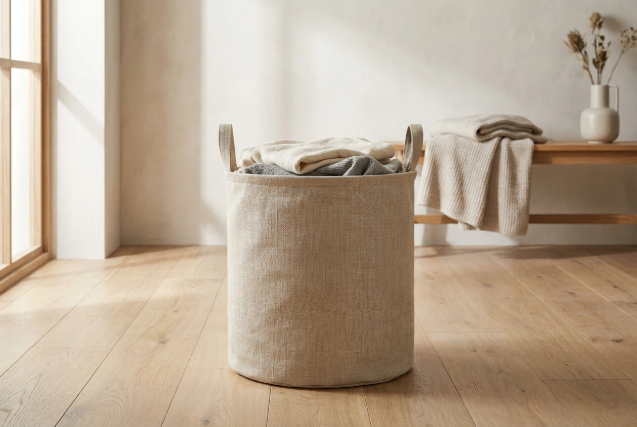 Le panier à linge beige : un outil d'organisation sereine et rationnelle