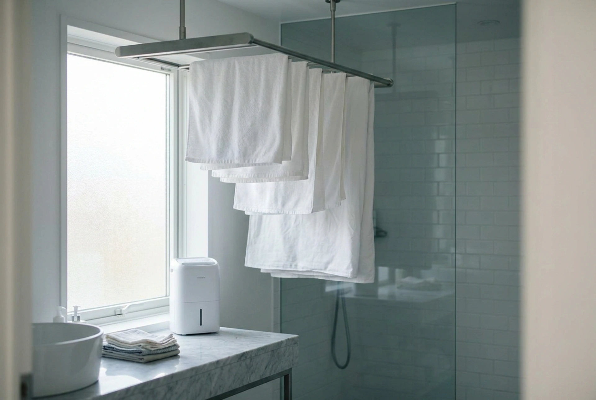 Séchoir de plafond pour salle de bain et contrôle de l'humidité
