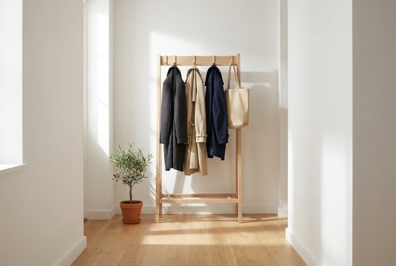 Comment optimiser l'usage d'un porte-manteau sur pied dans une petite entrée