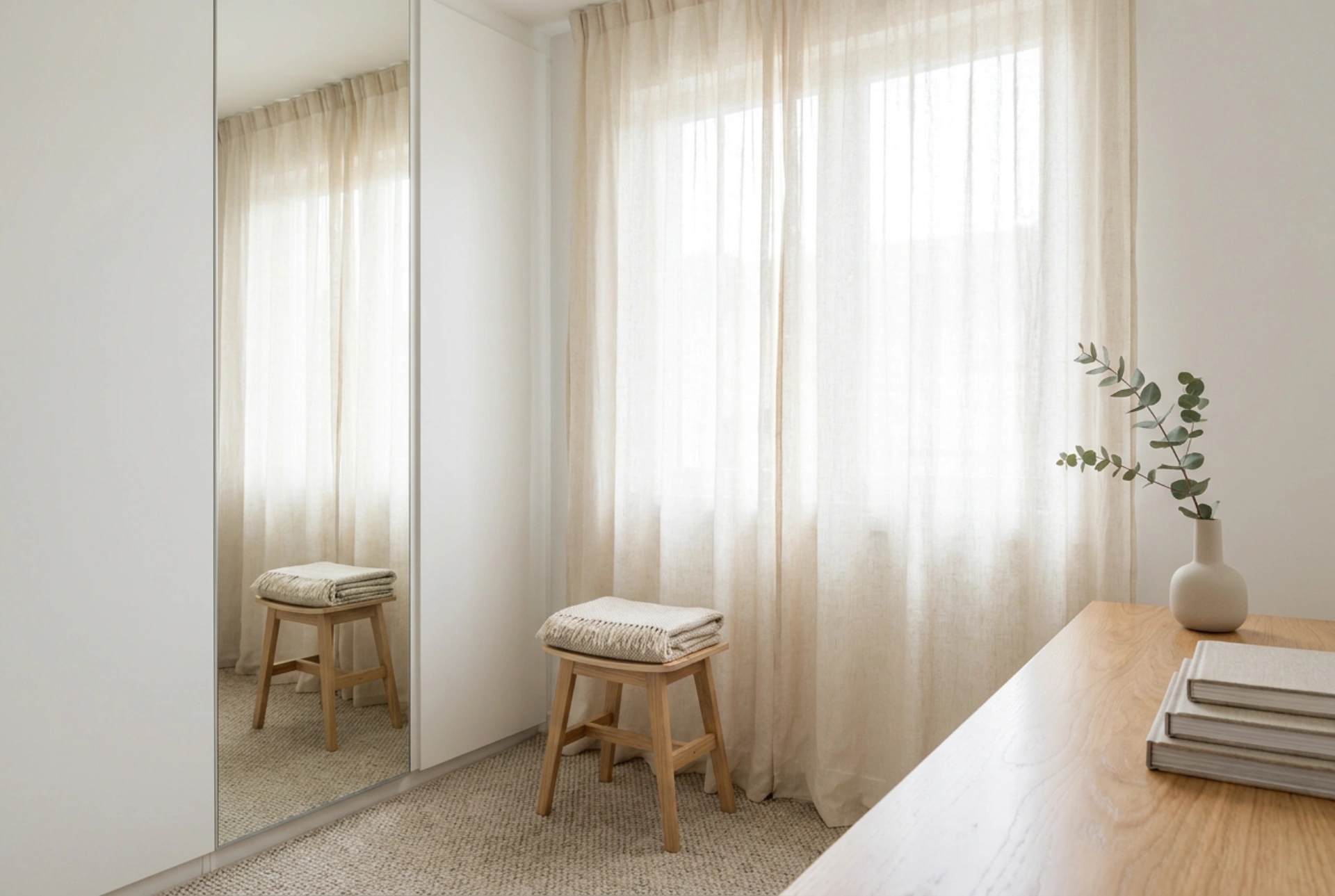 Armoire blanche avec miroir : astuces pour alléger visuellement une petite chambre
