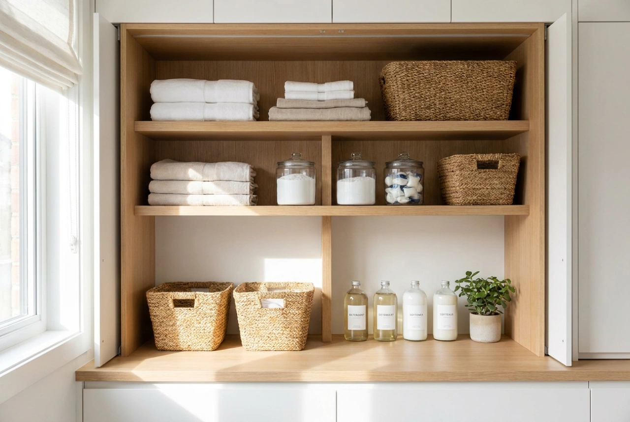 Comment concevoir un placard intégré pour lave-linge et optimiser le stockage des détergents