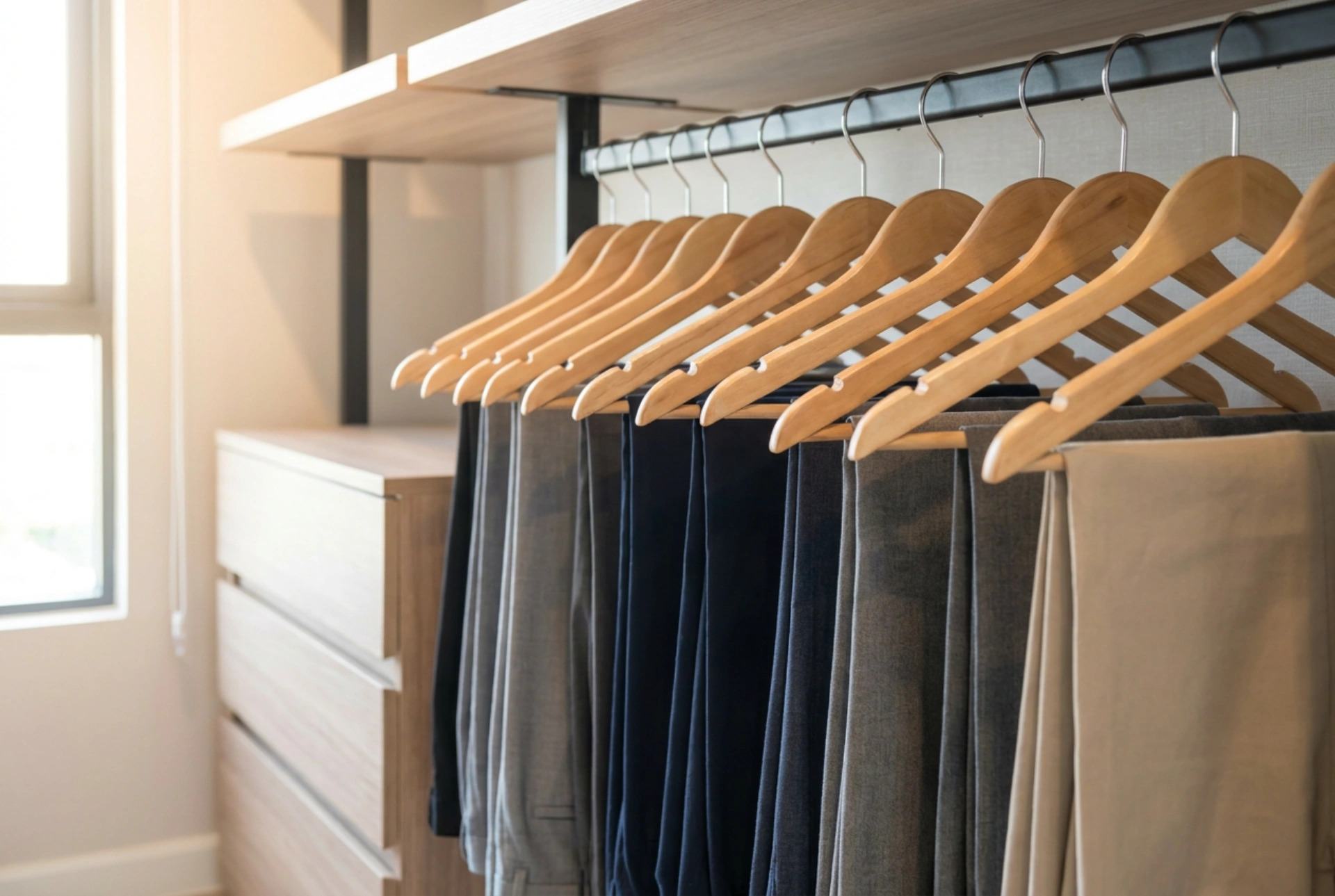 Comment utiliser les cintres à pantalons pour optimiser l'espace de votre armoire