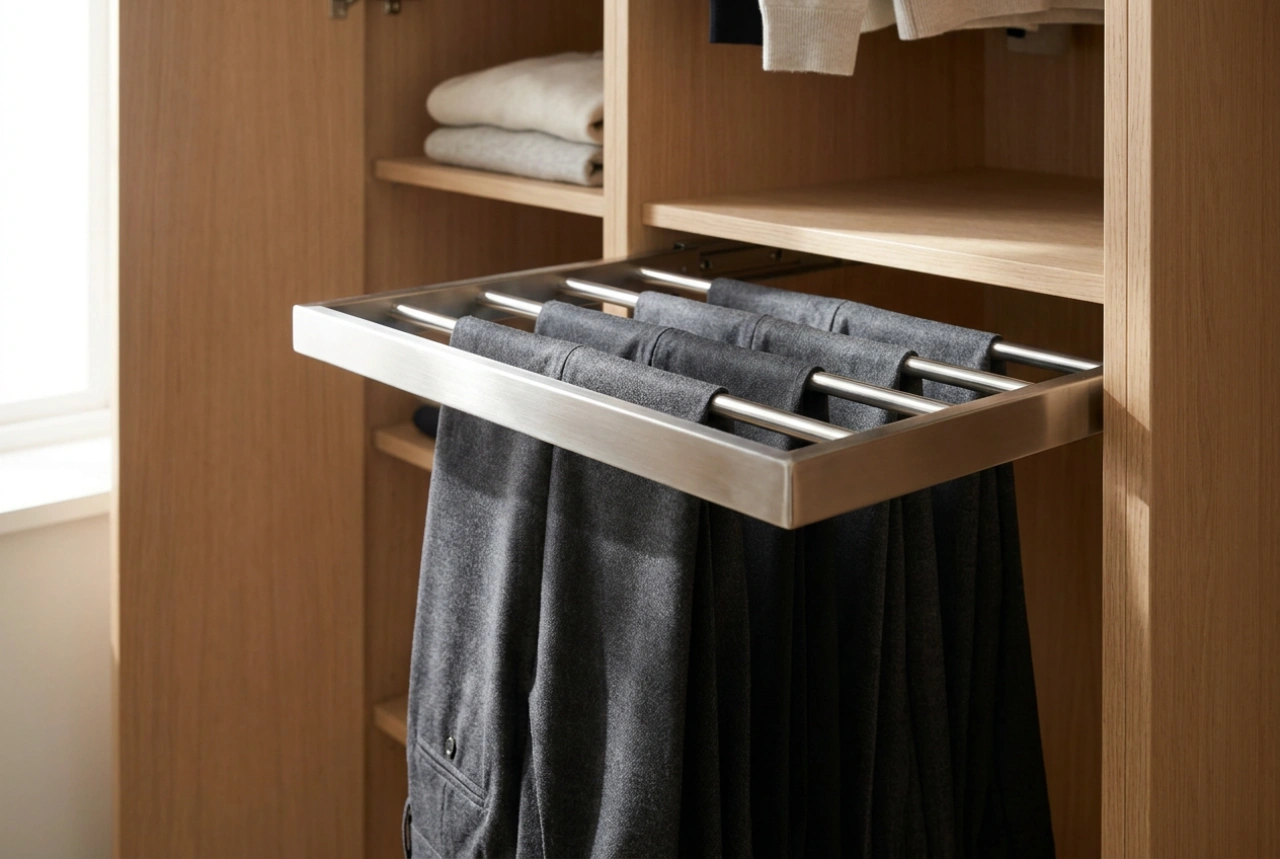 Comment utiliser un porte-pantalons coulissant sans faire de faux plis