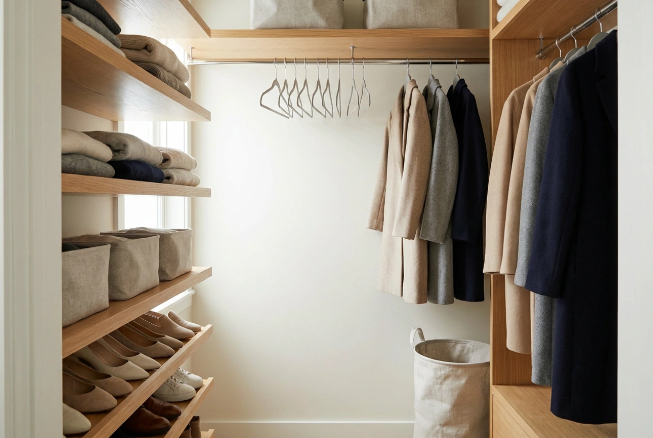 Comment aménager un placard encastré dans l'entrée pour les chaussures et les manteaux