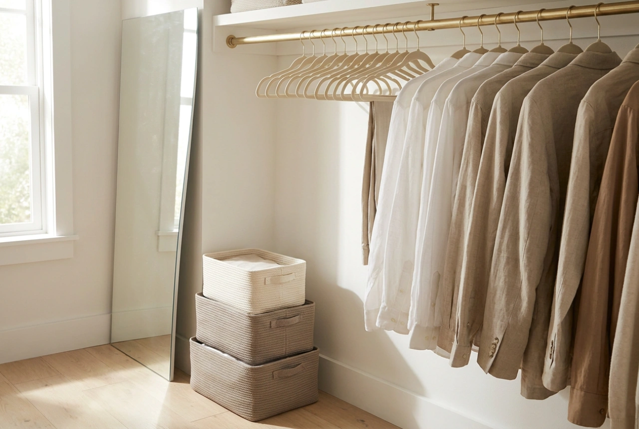 Comment organiser une armoire avec penderie sans étagères et optimiser l'espace