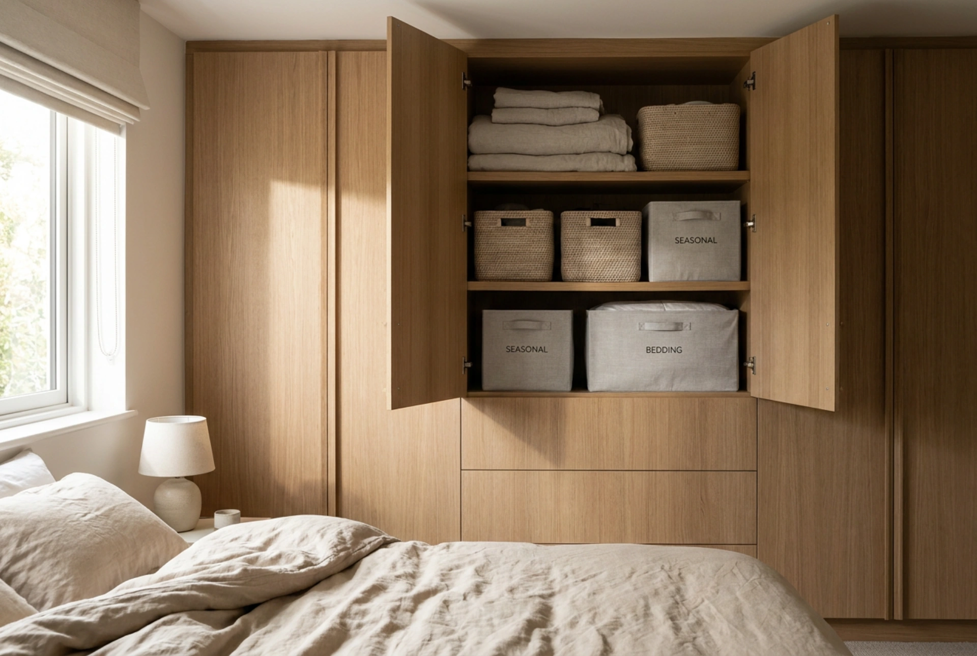 Comment optimiser une armoire coulissante avec surmeuble pour les affaires de saison