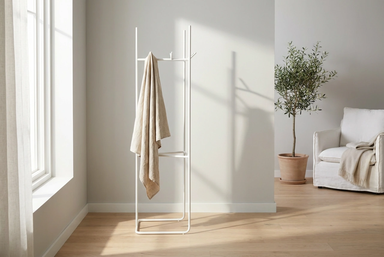 Comment positionner un porte-manteau sur pied blanc sans encombrer la pièce