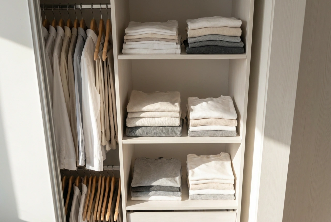 Comment organiser une armoire à trois portes avec tiroirs en zones de rangement optimales