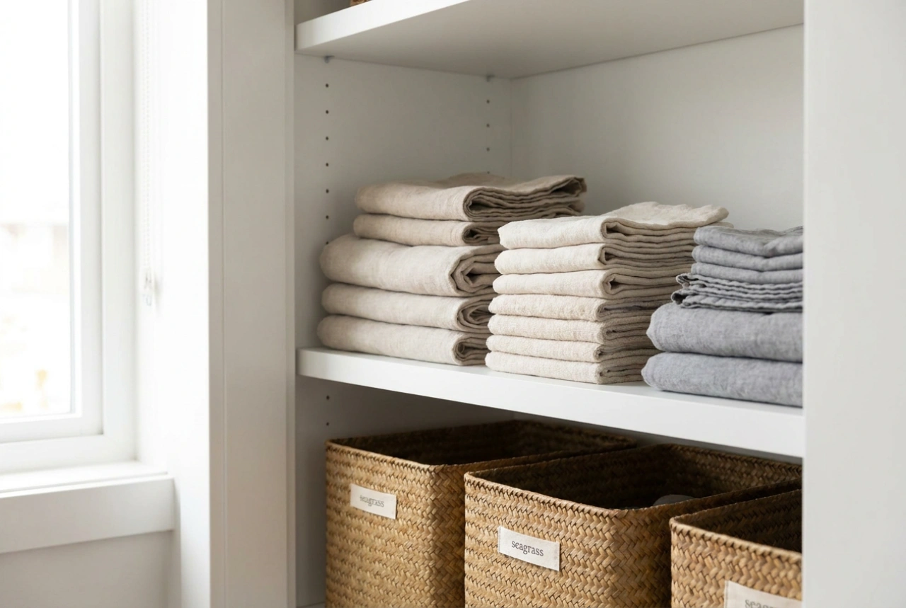Comment organiser et entretenir une armoire de couloir blanche