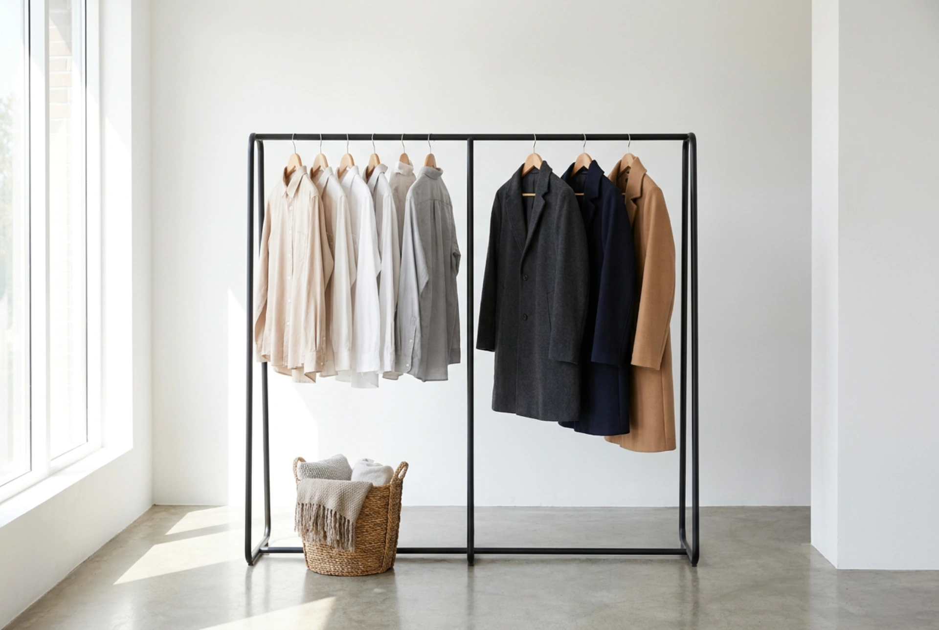 Comment un portant double sépare les vêtements quotidiens et saisonniers