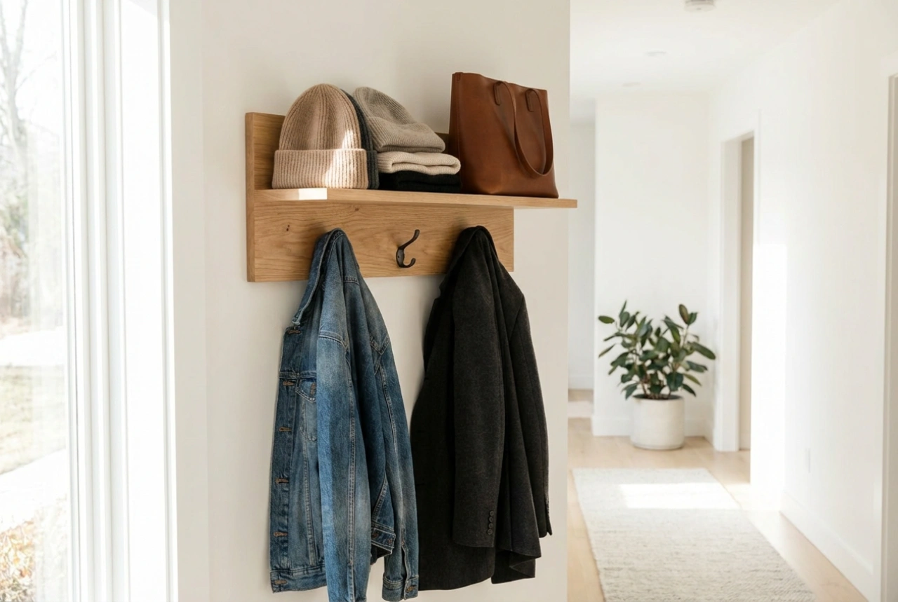 Comment un porte-manteau mural avec étagère organise efficacement bonnets et sacs