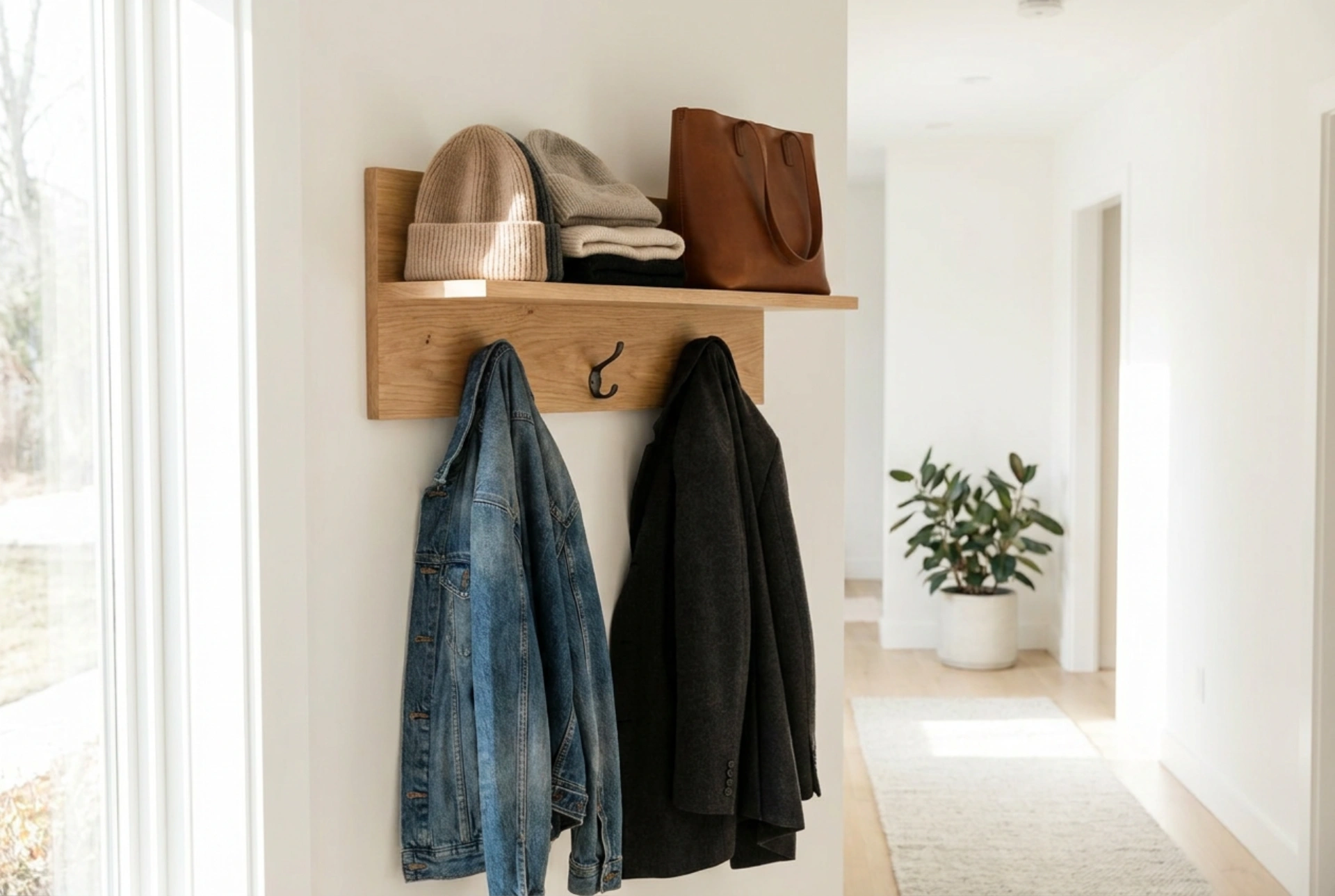 Comment un porte-manteau mural avec étagère organise efficacement bonnets et sacs