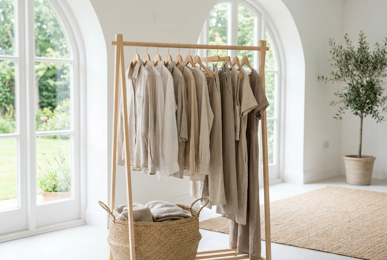 Le portant en bois : l'atout simplicité pour organiser une garde-robe capsule