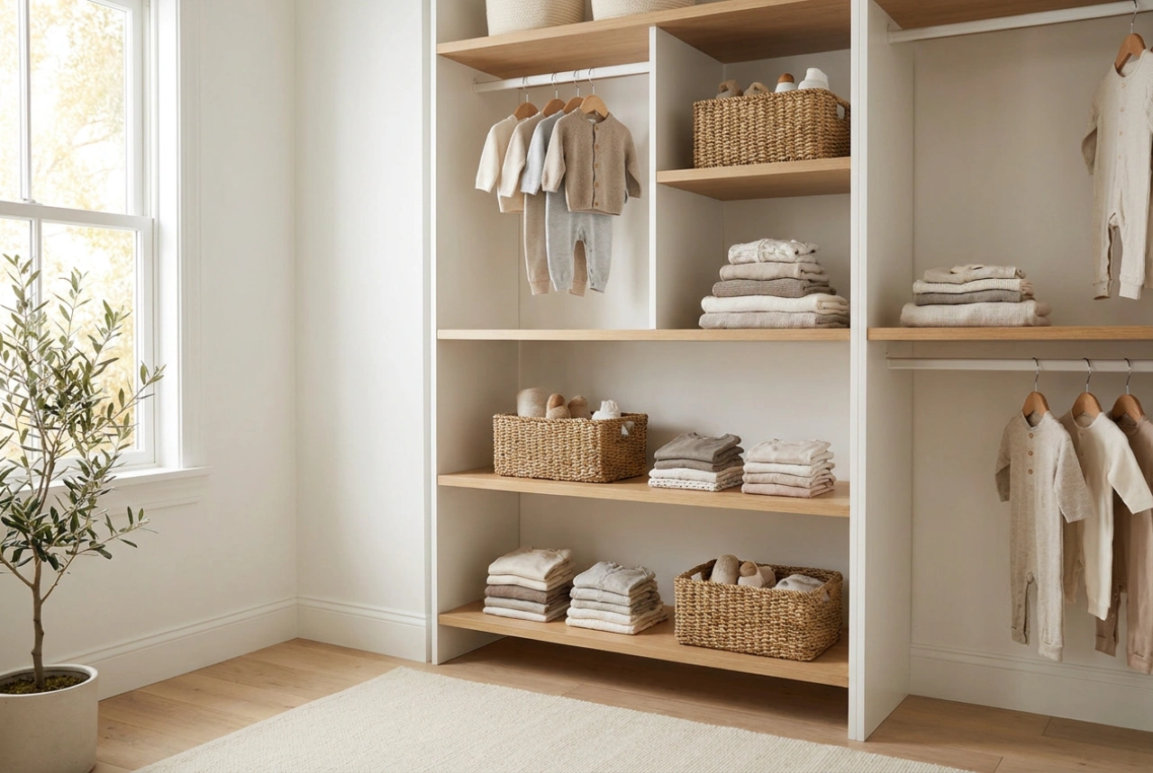 Comment organiser une armoire blanche dans la chambre d'enfant pour enseigner l'ordre