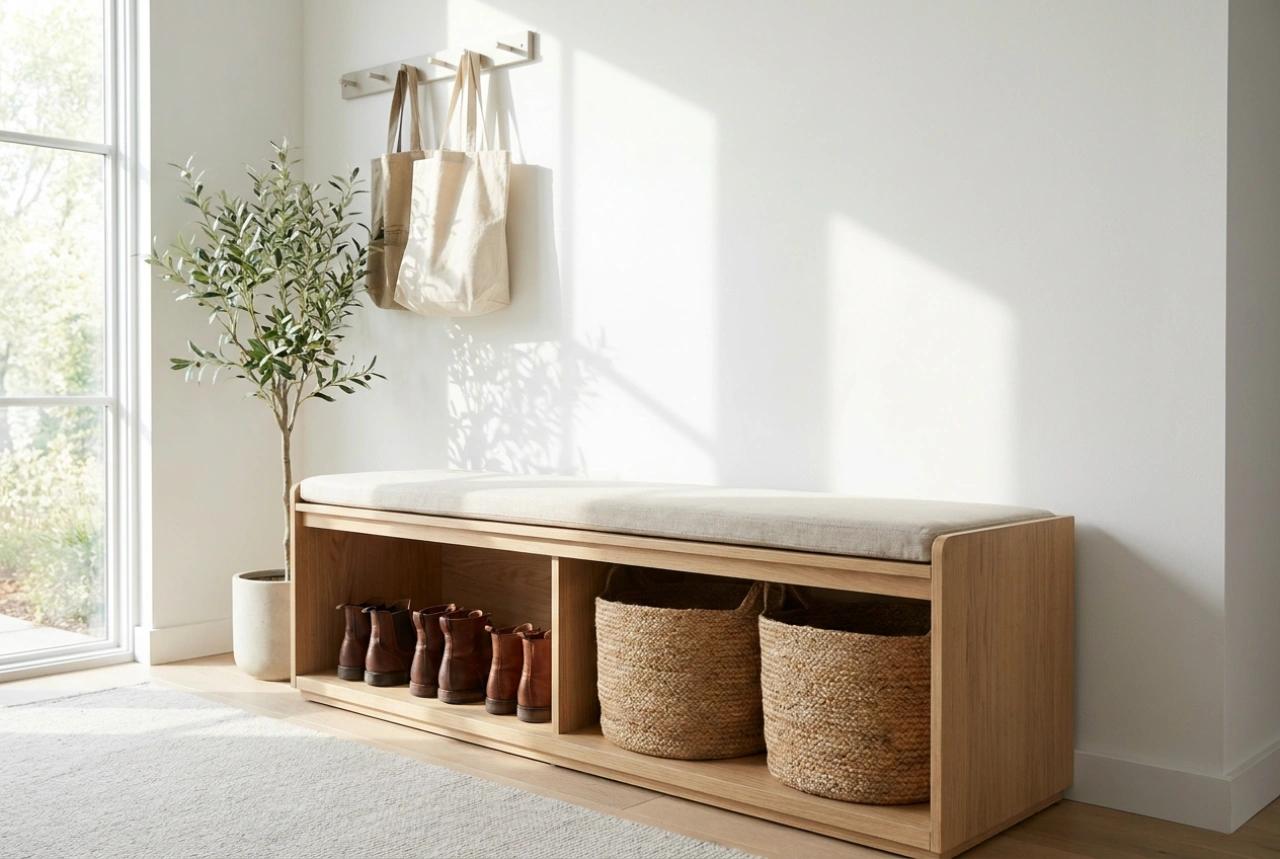 Comment optimiser un banc d'entrée avec rangement pour les chaussures et accessoires