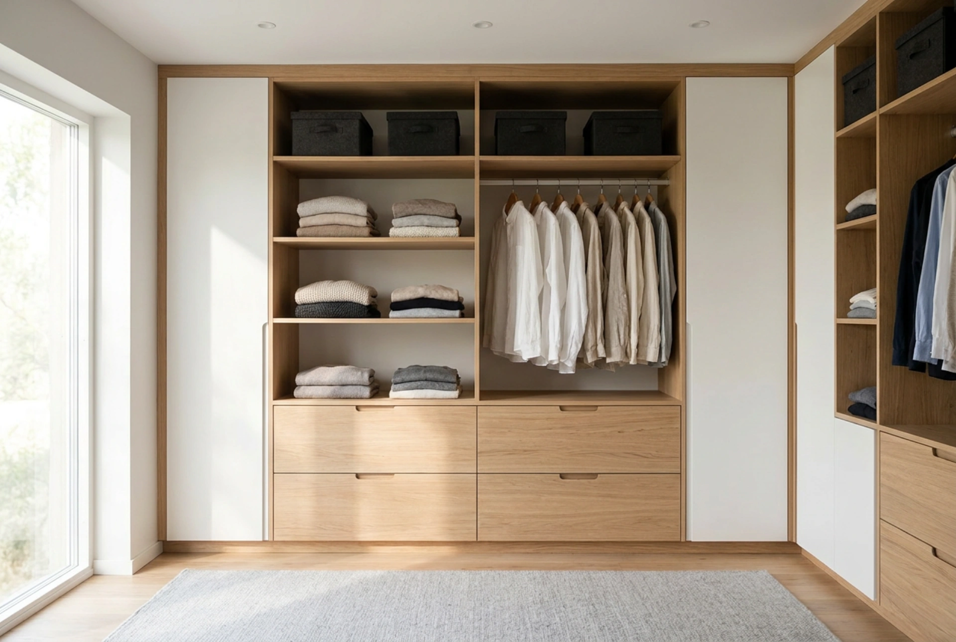 Armoire colonne avec étagères et tiroirs pour une organisation verticale