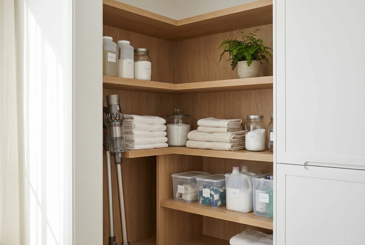 Armoire utilitaire dans l'entrée : optimiser le stockage des produits, outils et réserves