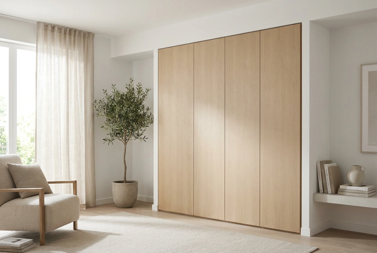 Comment aménager une armoire sur tout un mur dans le salon sans encombrer l'espace